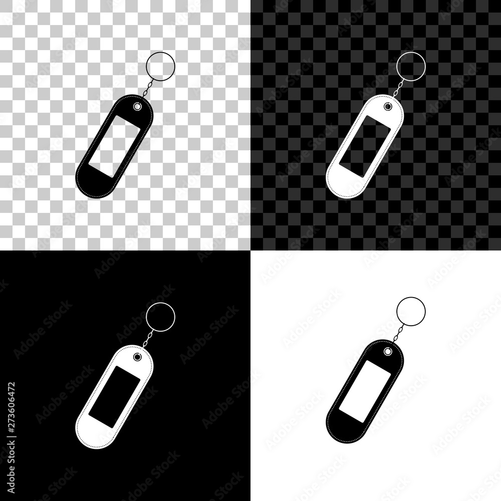 Poster key chain icon isolated on black, white and transparent background. blank rectangular keychain with 