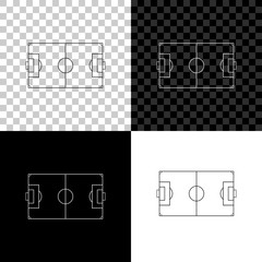 Football field or soccer field icon isolated on black, white and transparent background. Vector Illustration