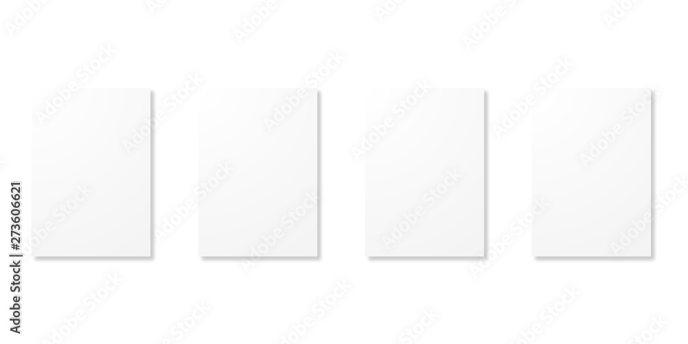 Poster semple banner template with shadows. a4 papers or mock up frame. vertical realistic frames.