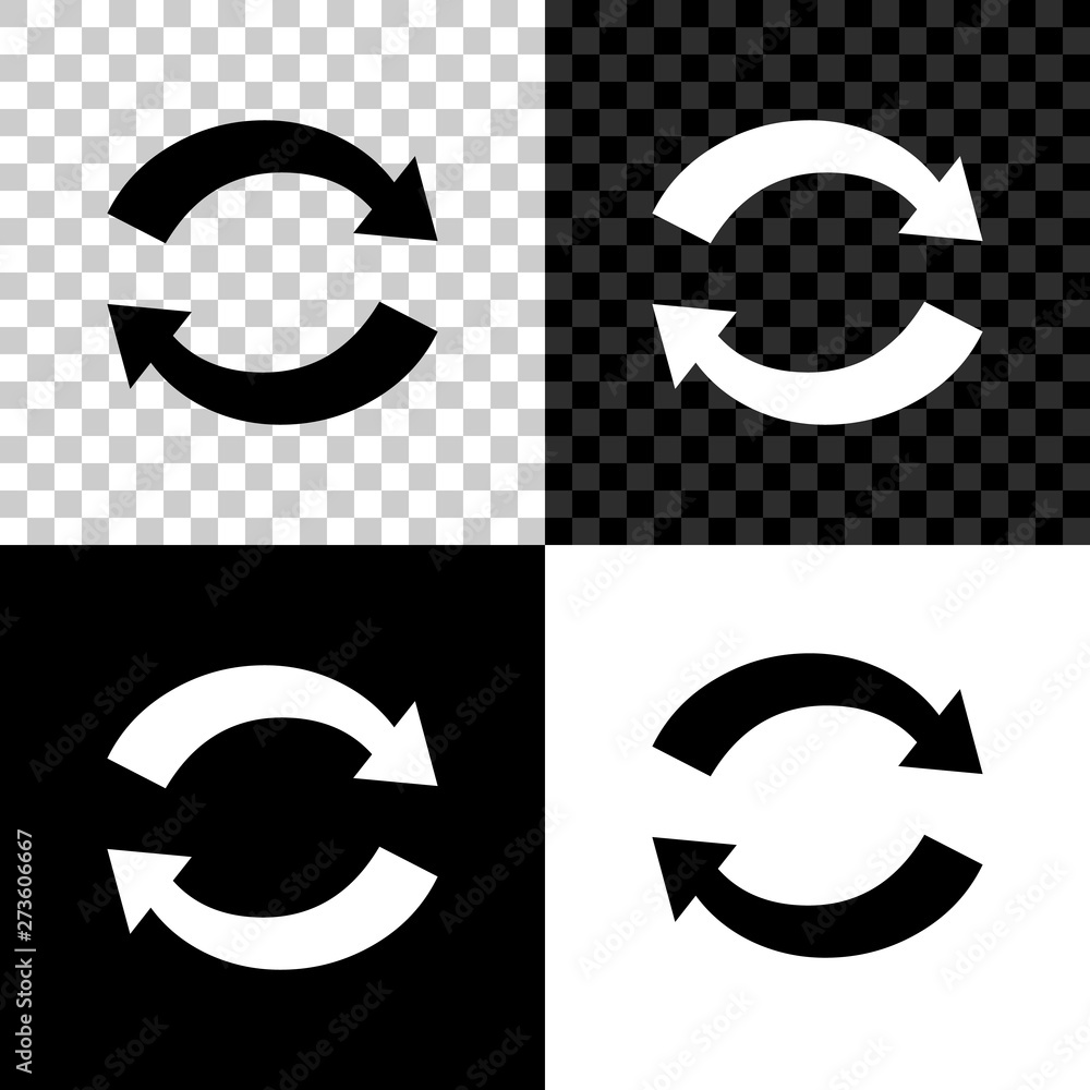 Poster refresh icon isolated on black, white and transparent background. reload symbol. rotation arrows in 