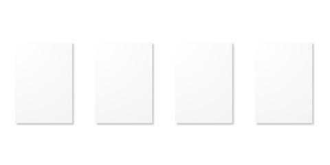 Semple banner template with shadows. A4 papers or mock up frame. Vertical realistic frames.