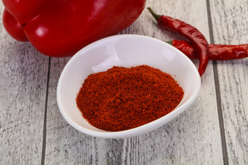 Paprika powder in the bowl