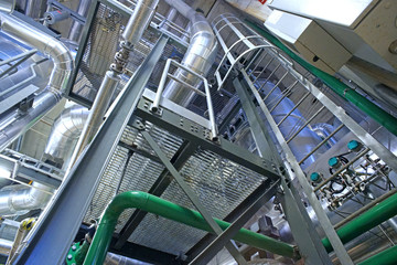 Industrial Steel pipelines, valves, cables and walkways