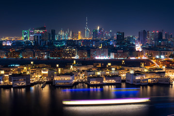 Fototapeta na wymiar Dubai modern skyline view from the creek 