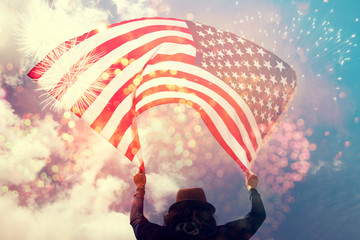 Young woman celebrating Independence Day.