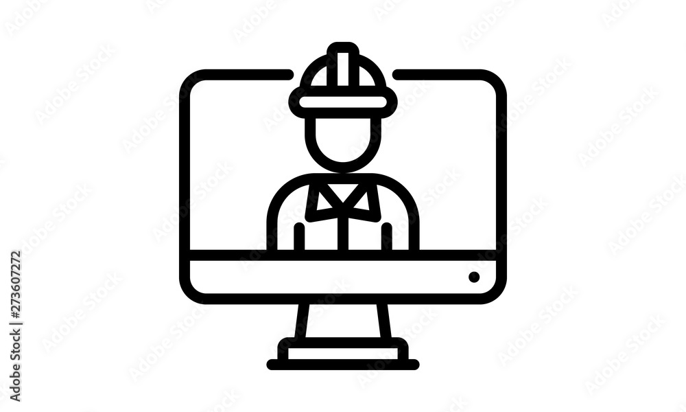 Poster monitor engineer icon for it and technical support