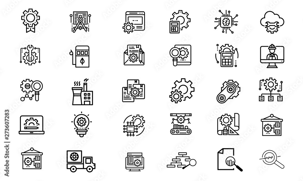 Poster monitor engineer icon for it and technical support