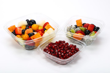 Sliced fruit mix in the box