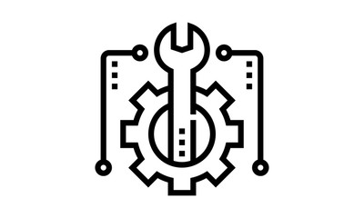 Wrench and gear icon for tools and maintenance