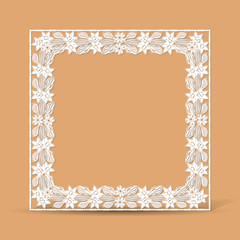 carved vintage frame made of paper photo with shadow