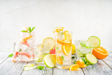 Four types of citrus lemonade or mojito
