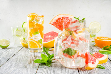 Four types of citrus lemonade or mojito