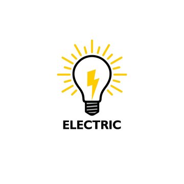 Light bulb and lightning bolt logo template