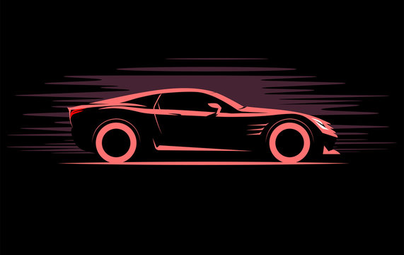 red sports car silhouette on black background
