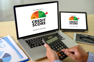 CREDIT SCORE (Businessman Checking Credit Score Online and Financial payment Rating Budget Money)