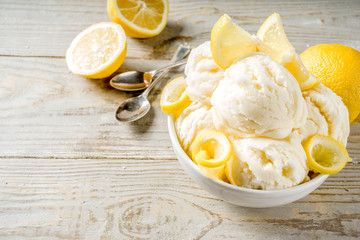 Homemade lemon vanilla ice cream