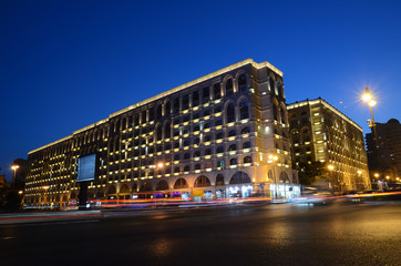 Fototapeta premium Street Gyulara Gadirbekova evening.Baku,Azerbaijan