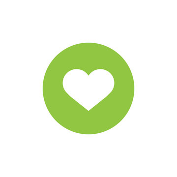 Green heart web icon. Vector design.