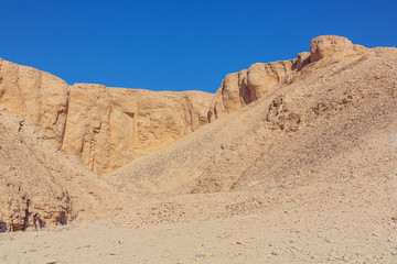 Fototapeta na wymiar Arid mountains surrounding the Valley of the Kings near Luxor
