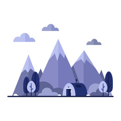 Fototapeta na wymiar illustration of camping in blue tones