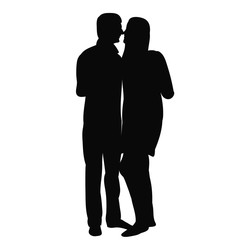 vector, isolated, black silhouette guy and girl hugging