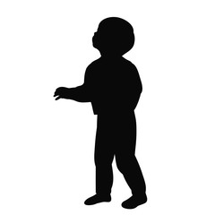vector, in isolation, black silhouette child boy