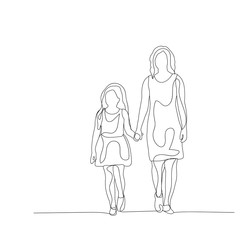 isolated, sketch of lines, mom and daughter, family