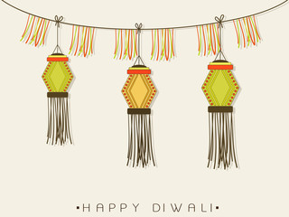 Happy Diwali celebration concept with hanging.