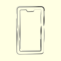 Smartphone line art icon, outline style vector illustration, simple mobile phone. Hand drawn sketch