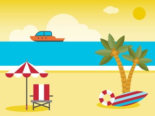 Fototapeta na wymiar Summer vacation, Summer beach poster vector illustration