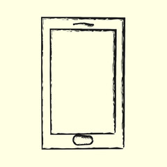 Smartphone line art icon, outline style vector illustration, simple mobile phone. Hand drawn sketch