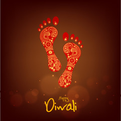 Diwali celeberations with footprints of Goddess Laxmi.
