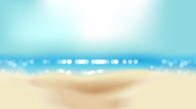 Summer beach with shiny sparkling sea water, vector background