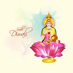 Concept of Diwali celebration with Goddess Laxmi blessing.