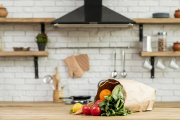 Vegetables and fruits on the counterto