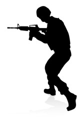 Armed forces high quality detailed silhouette of military army soldier