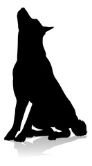 A detailed animal silhouette of a pet dog