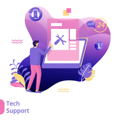Flat Illustration Tech Support