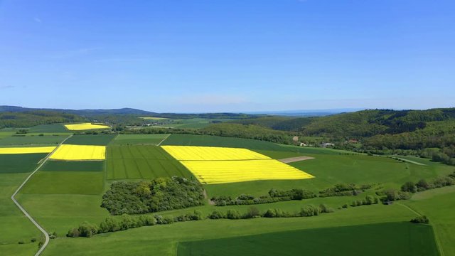Drone flight over agricultural land in Hochtaunuskreis, Germany