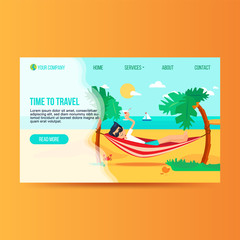 Tourism agency flat landing page template