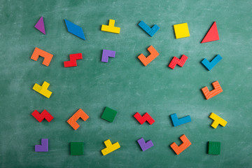 Creative solution for idea - business concept, jigsaw puzzle on the blackboard