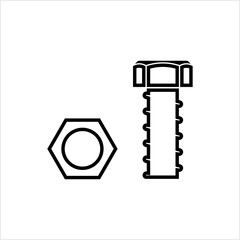 Nut And Bolt Icon, Hex Nut