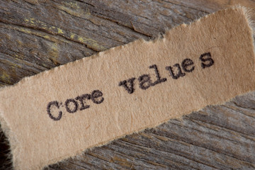 CORE VALUE word on a piece of paper close up, business creative motivation concept