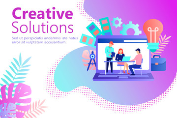 Graphic design studio flat style banner