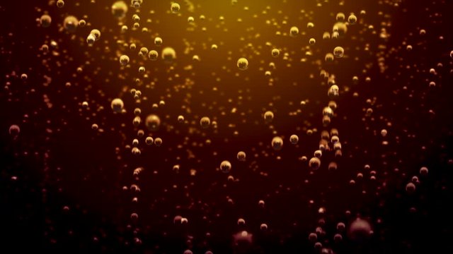 Transparent bubbles go up underwater over coca-cola background