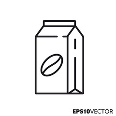 Coffee bag packaging vector line icon