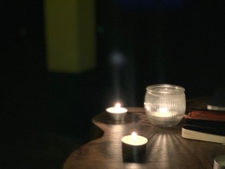 candles on a black background