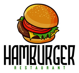 Cute and funny logo for delicious hamburger restaurant, store or company