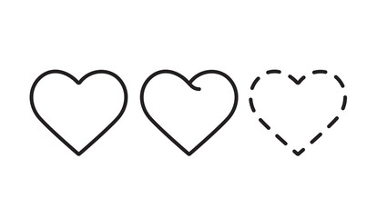 Heart line isolated on white background.Icons, concept of love.Set of outline icon.Hand drawn doodle grunge vector