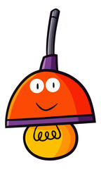 Cute and funny hanging orange purple bulb lamp character